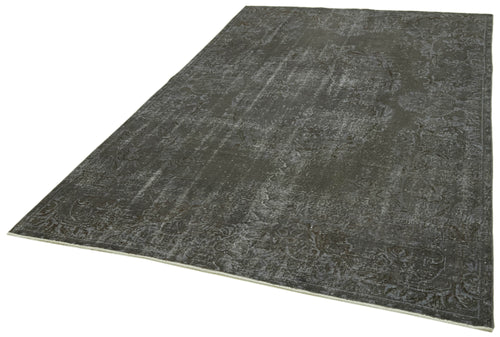 Overdyed Vintage Gri Eskitme Pamuk Yün El Dokuma Halısı 192x310 Agacan
