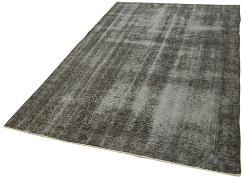 Overdyed Vintage Gri Eskitme Pamuk Yün El Dokuma Halısı 151x251 Agacan
