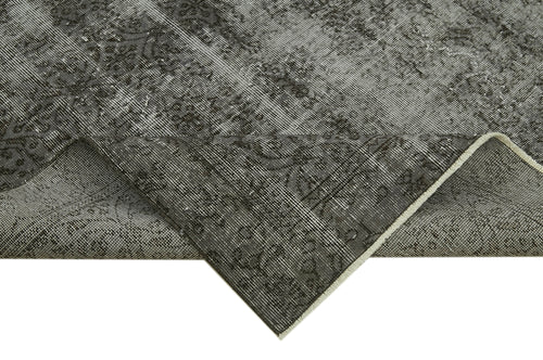 Overdyed Vintage Gri Eskitme Pamuk Yün El Dokuma Halısı 151x251 Agacan