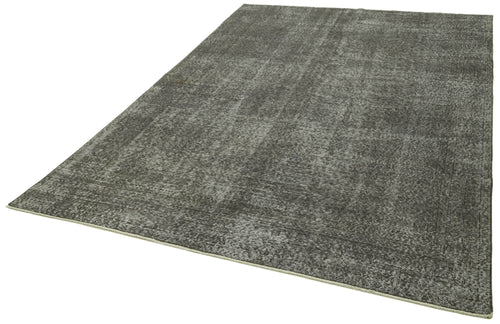 Overdyed Vintage Gri Eskitme Pamuk Yün El Dokuma Halısı 192x294 Agacan