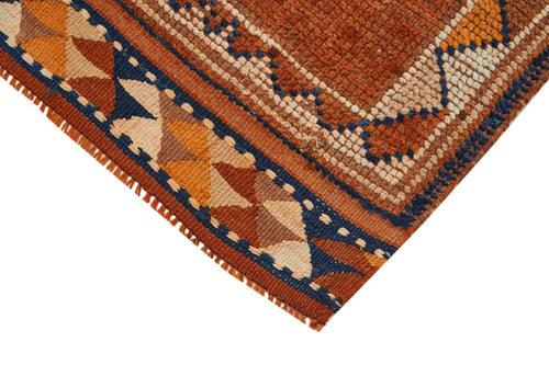 Vintage Herki Turuncu Eskitme Pamuk Yün El Dokuma Halısı 87x320 Agacan