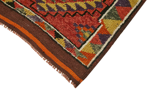 Vintage Herki Kırmızı Eskitme Pamuk Yün El Dokuma Halısı 86x354 Agacan