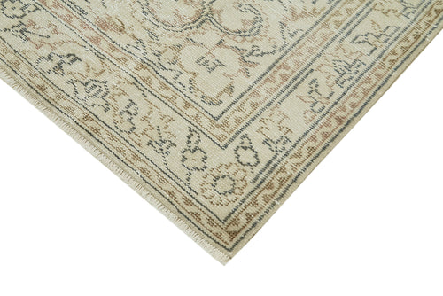 Vintage Bej Eskitme Pamuk Yün El Dokuma Halısı 170x270 Agacan