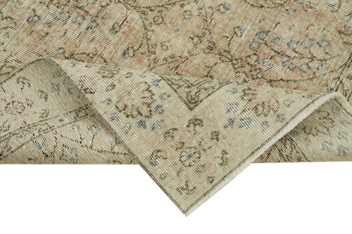 Vintage Bej Eskitme Pamuk Yün El Dokuma Halısı 140x232 Agacan