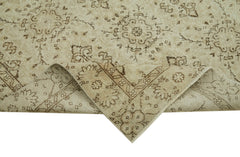 Vintage Bej Eskitme Pamuk Yün El Dokuma Halısı 147x256 Agacan