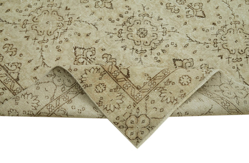 Vintage Bej Eskitme Pamuk Yün El Dokuma Halısı 147x256 Agacan