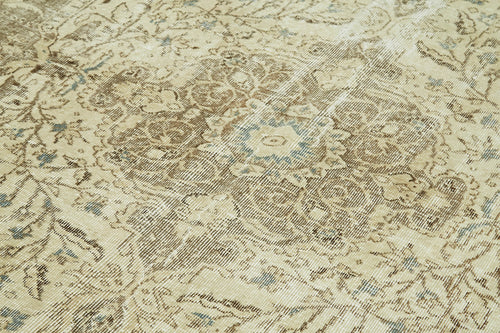 Vintage Bej Eskitme Pamuk Yün El Dokuma Halısı 176x288 Agacan
