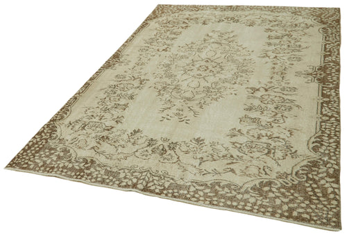 Vintage Bej Eskitme Pamuk Yün El Dokuma Halısı 162x252 Agacan