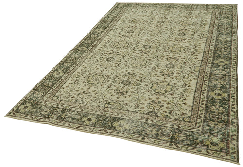 Vintage Bej Eskitme Pamuk Yün El Dokuma Halısı 172x276 Agacan