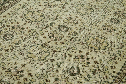 Vintage Bej Eskitme Pamuk Yün El Dokuma Halısı 172x276 Agacan