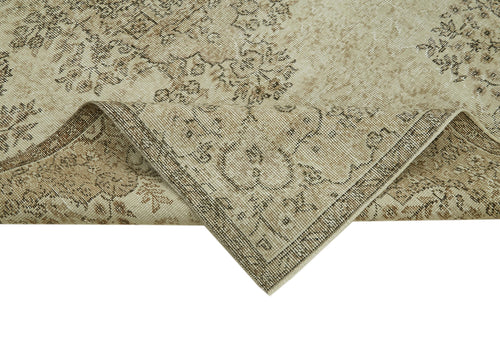 Vintage Bej Eskitme Pamuk Yün El Dokuma Halısı 154x258 Agacan
