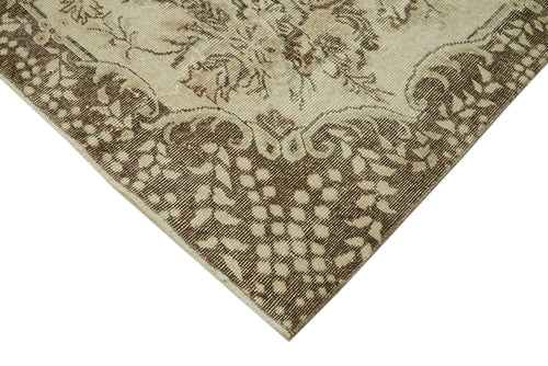 Vintage Bej Eskitme Pamuk Yün El Dokuma Halısı 204x304 Agacan