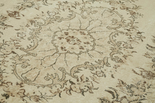 Vintage Bej Eskitme Pamuk Yün El Dokuma Halısı 204x304 Agacan