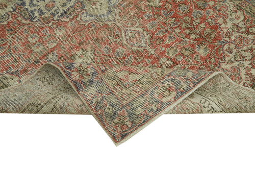 Vintage Kırmızı Eskitme Pamuk Yün El Dokuma Halısı 147x262 Agacan
