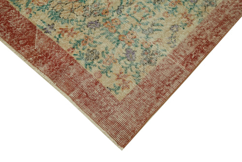 Vintage Bej Eskitme Pamuk Yün El Dokuma Halısı 166x277 Agacan