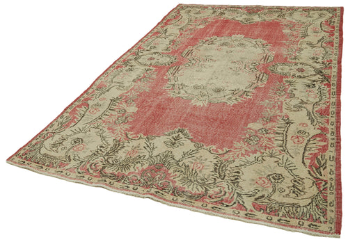 Vintage Bej Eskitme Pamuk Yün El Dokuma Halısı 178x314 Agacan
