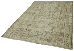 Vintage Bej Eskitme Pamuk Yün El Dokuma Halısı 173x270 Agacan