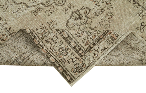 Vintage Bej Eskitme Pamuk Yün El Dokuma Halısı 142x227 Agacan