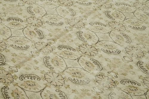 Vintage Bej Eskitme Pamuk Yün El Dokuma Halısı 170x267 Agacan