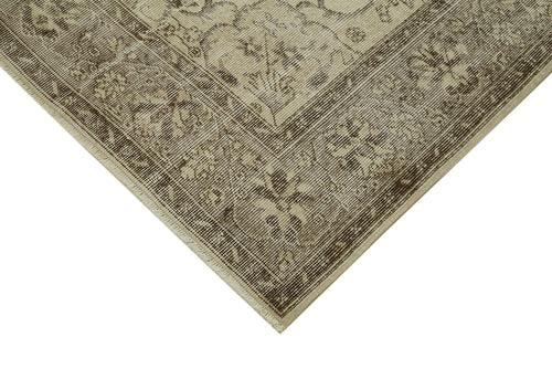 Vintage Bej Eskitme Pamuk Yün El Dokuma Halısı 186x287 Agacan