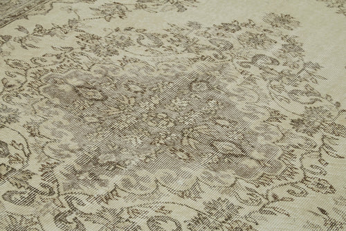 Vintage Bej Eskitme Pamuk Yün El Dokuma Halısı 186x287 Agacan