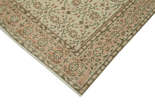 Vintage Bej Eskitme Pamuk Yün El Dokuma Halısı 152x262 Agacan