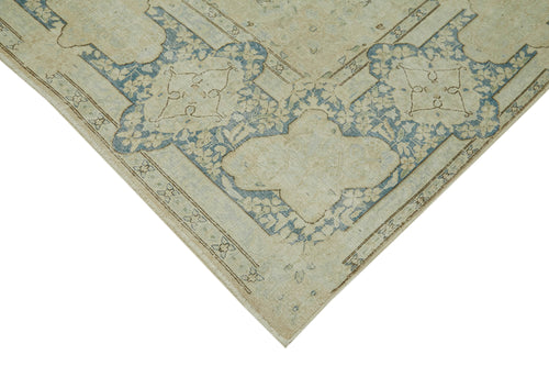 Katar Vintage Bej Eskitme Yün Pamuk El Dokuma Halısı 284x388 Agacan