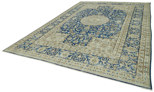 Katar Vintage Bej Eskitme Yün Pamuk El Dokuma Halısı 290x410 Agacan