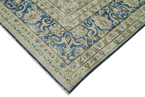 Katar Vintage Bej Eskitme Yün Pamuk El Dokuma Halısı 290x410 Agacan