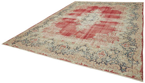 Katar Vintage Bej Eskitme Yün Pamuk El Dokuma Halısı 298x385 Agacan