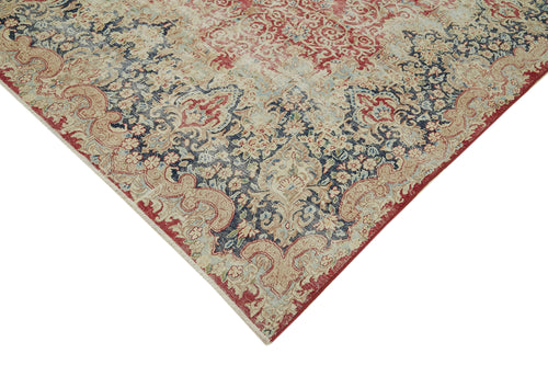 Katar Vintage Bej Eskitme Yün Pamuk El Dokuma Halısı 298x385 Agacan