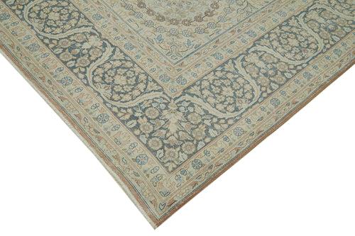 Katar Vintage Bej Eskitme Yün Pamuk El Dokuma Halısı 290x390 Agacan