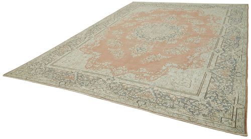 Katar Vintage Bej Eskitme Yün Pamuk El Dokuma Halısı 293x416 Agacan