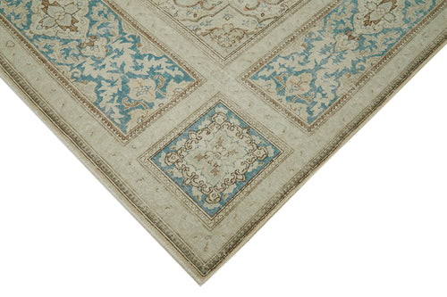 Katar Vintage Bej Eskitme Yün Pamuk El Dokuma Halısı 294x404 Agacan