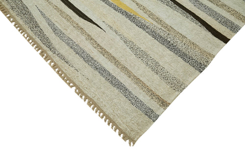 Kendir Bej Geometrik Hemp El Dokuma Halısı 246x362 Agacan