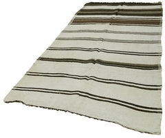 Kendir Beyaz Geometrik Hemp El Dokuma Halısı 156x332 Agacan