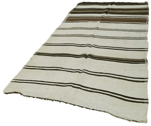 Kendir Beyaz Geometrik Hemp El Dokuma Halısı 156x332 Agacan