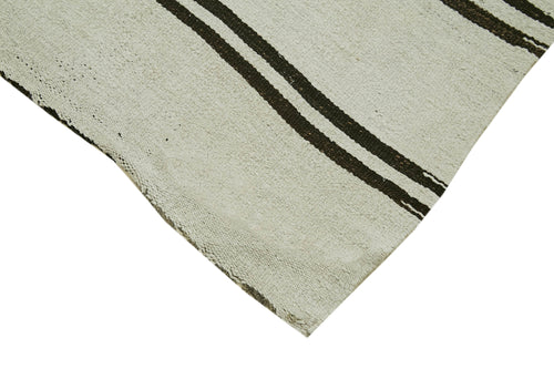 Kendir Beyaz Geometrik Hemp El Dokuma Halısı 156x332 Agacan