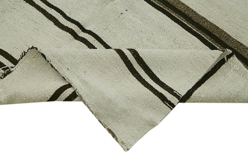 Kendir Beyaz Geometrik Hemp El Dokuma Halısı 156x332 Agacan