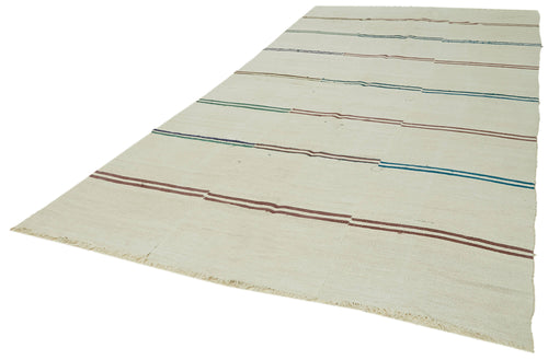 Kendir Bej Geometrik Hemp El Dokuma Halısı 206x410 Agacan
