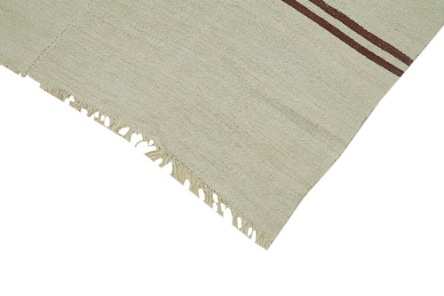 Kendir Bej Geometrik Hemp El Dokuma Halısı 206x410 Agacan