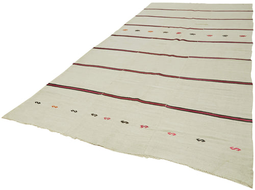 Kendir Bej Geometrik Hemp El Dokuma Halısı 207x492 Agacan
