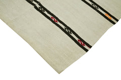 Kendir Bej Geometrik Hemp El Dokuma Halısı 192x376 Agacan