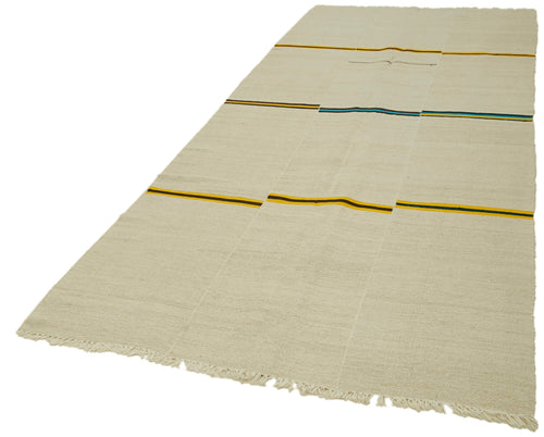Kendir Bej Geometrik Hemp El Dokuma Halısı 156x350 Agacan