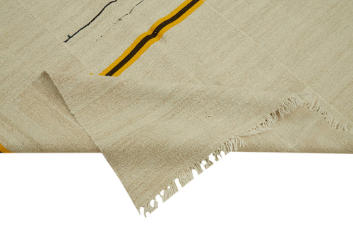 Kendir Bej Geometrik Hemp El Dokuma Halısı 156x350 Agacan