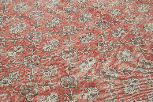 Vintage Kırmızı Eskitme Yün Pamuk El Dokuma Halısı 219x324 Agacan