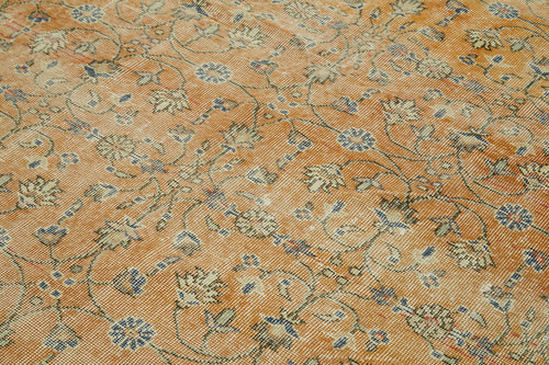 Vintage Turuncu Eskitme Yün Pamuk El Dokuma Halısı 206x324 Agacan