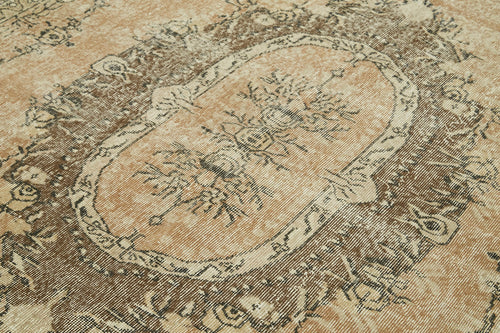 Vintage Bej Eskitme Yün Pamuk El Dokuma Halısı 209x315 Agacan