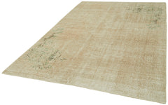 Vintage Bej Eskitme Yün Pamuk El Dokuma Halısı 203x298 Agacan