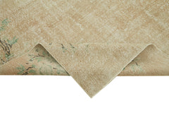 Vintage Bej Eskitme Yün Pamuk El Dokuma Halısı 203x298 Agacan